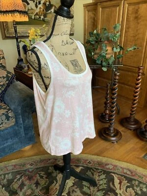 "Camiseta sin mangas Lucky Brand suave polar rizo rosa marfil primera capa L 40"" 23""" Foto 1 de 4