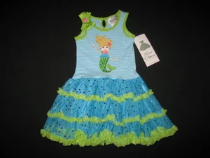 NEW "Aqua Mermaid" Tutu Dress Girls Clothes 6m Spring Summer Boutique Baby Kids - Picture 1 of 1
