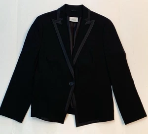 Vintage Akris Punto schwarz Wolle gekerbter Kragen 1 Knopf Smoking Blazer Jacke Größe 12 - Bild 1 von 22
