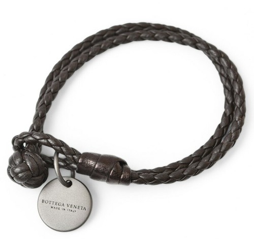 Bracciale Y0719 Bottega Veneta Nappa Intrecciata Marrone Scuro Misura 13 5cm