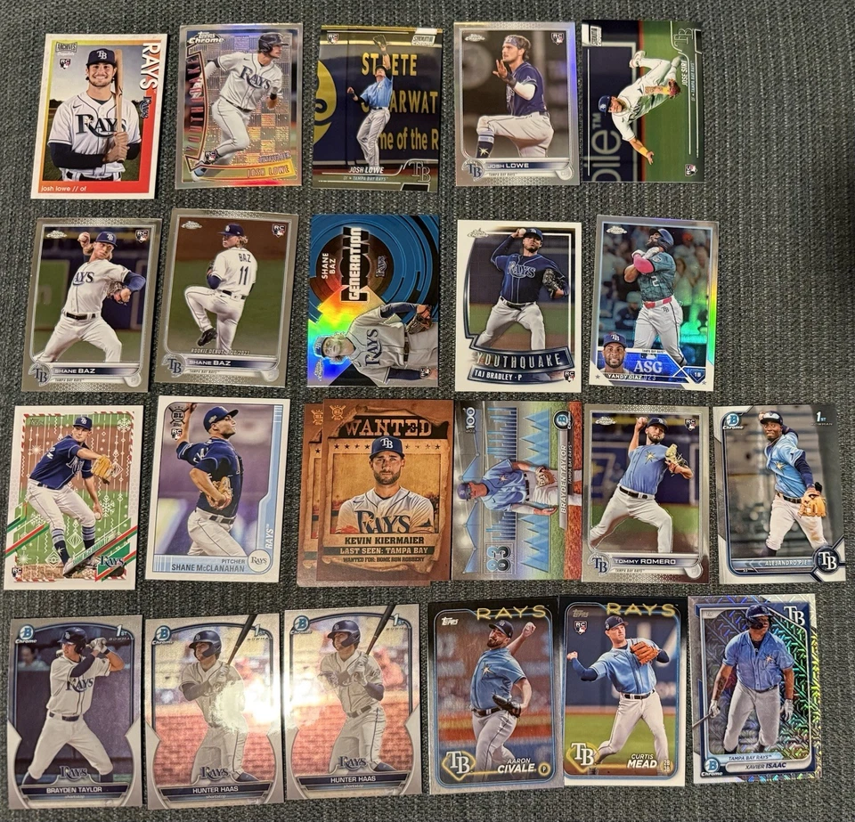 Tampa Bay Rays Rookie Prospect Lot Of 23 Bowman Chrome Lowe Baz Bradley And More - Image 1 of 1