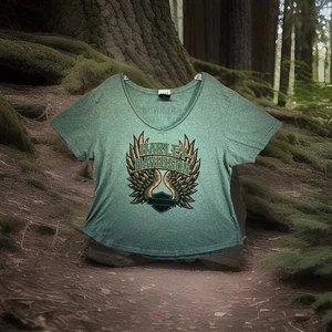 Damen 2XL Harley Davidson T-Shirt Salbeigrün Doppelseitig Super Dünn & Leicht - Bild 1 von 18