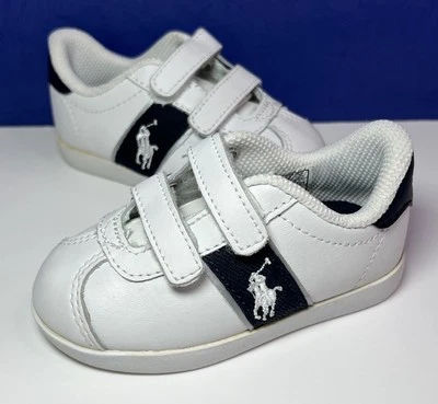 Polo Ralph Lauren Sprint EZ Toddler Shoes Size 4.5 - White Navy Leather 94075 - Image 1 of 4