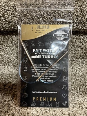 "Aguja de tejer circular Skacel Knit Faster Addi Turbo talla 4 16"" Alemania" Foto 1 de 4