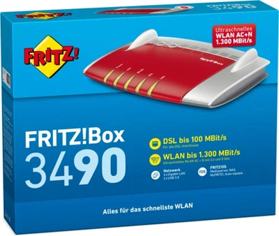AVM FRITZ!Box 3490 – WLAN-Router – VDSL/ADSL – Wi-Fi 5 – Guter Zustand - 2xPatch - Bild 1 von 4