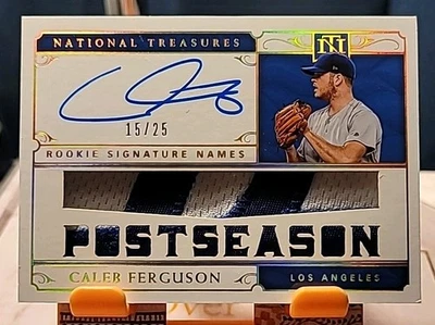 2019 Panini National Treasures RC Sig Names Caleb Ferguson #RSN-CF Holo Gold /25 - Image 1 of 2