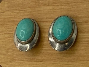 Sterling Silber Türkis Ohrringe Signiert A. Lee - Bild 1 von 11