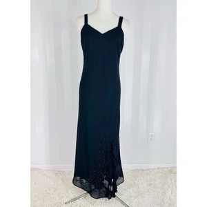R&M RICHARDS Women’s Black Sleeveless Beaded Evening Maxi Dress Sz 8 - Picture 1 of 10