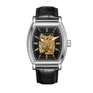 Automatic Mechanical Watch Mechanism Men Tank Square Waterproof Diamond Face Tou - Picture 1 of 14