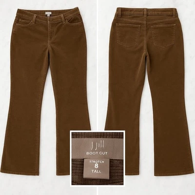 Pantalones de Pana Jill Mujer 8Altos Bootcut Elastizados Chino Marrón Elastizado Preppy Foto 1 de 4