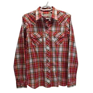 Roper Red & Orange Plaid Pearl Snap Button-Down Western Camicia a maniche lunghe piccola  - Foto 1 di 13