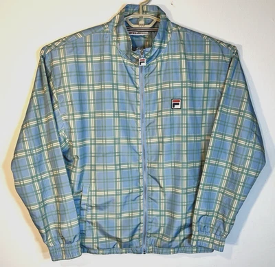 FILA x Urban Outfitters Men Large Blue & Green Plaid Full Zip Windbreaker Jacket - Image 1 of 4