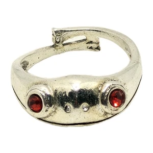 Sterling Silver 925 Anthropomorphic Smiling Frog w Red Stone Eyes Ring Size 6 - Picture 1 of 6