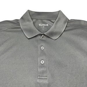 Clique Polo Shirt Mens Large Gray Performance Golf Short Sleeve Moisture Wicking - Picture 1 of 15