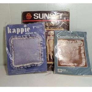 Lotto 3 kit ricamo a candela vintage anni 80 - tutti aperti - Foto 1 di 7