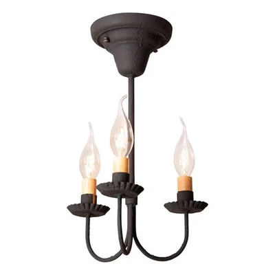 Lámpara de techo Irvin's Country Tinware Westford de 3 brazos en negro texturizado Foto 1 de 3