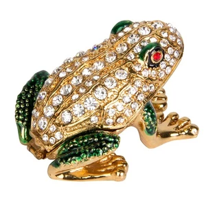 Hand Painted Enameled Frog Style Decorative Hinged Jewelry Trinket Box Unique... - Bild 1 von 5