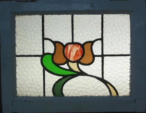 VIDRIO FLORAL ANTIGUO INGLÉS CON PLOMO 20.75" X 16.25" - Imagen 1 de 3