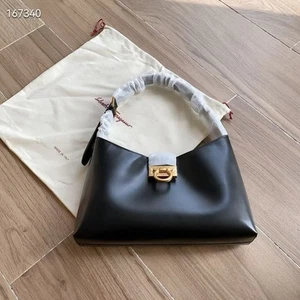 NEW! Ferragamo Trifolio Small Leather Shoulder Bag in BLACK (Dust Bag Included) - Picture 1 of 5