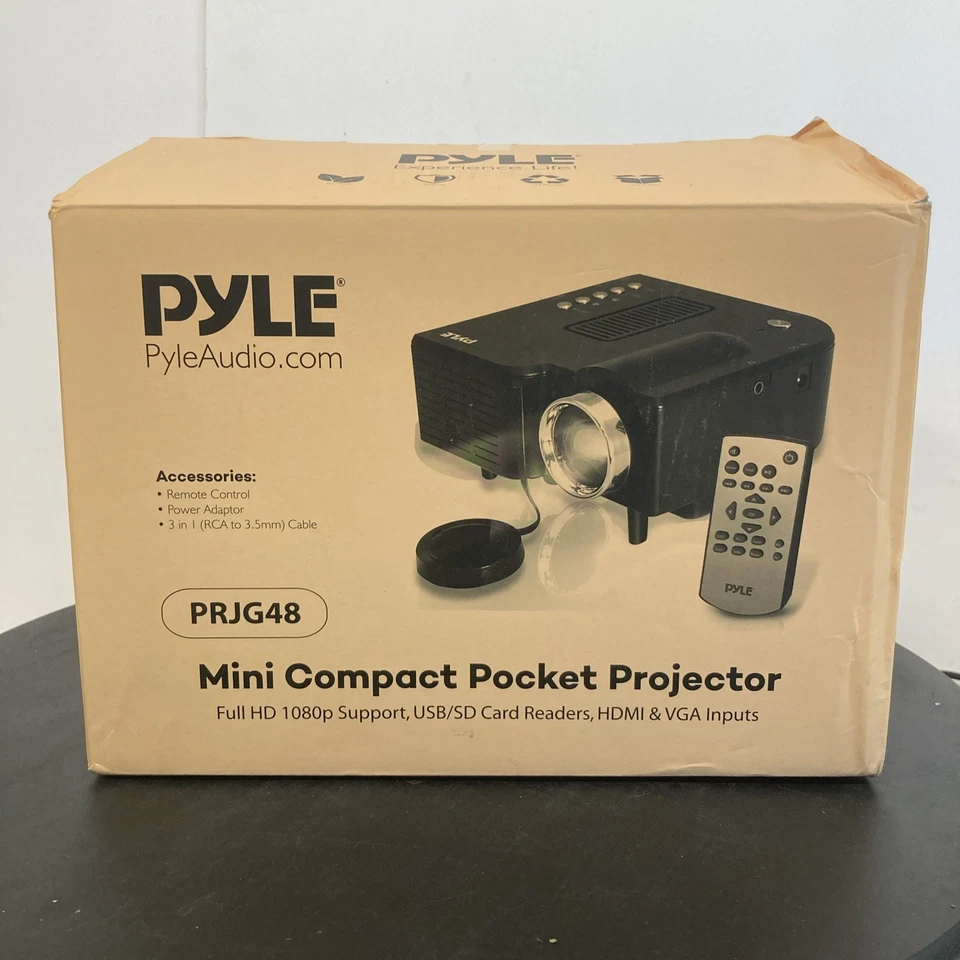 PYLE PRJG48 Mini Compact Pocket Projector Full HD 1080p Support NOB B1 - Image 1 of 3