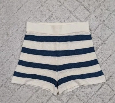 Pantalones Cortos Free People Mujer XS Blanco Azul Rayas Playa Náutico Suave Elastizado Tejido Foto 1 de 4