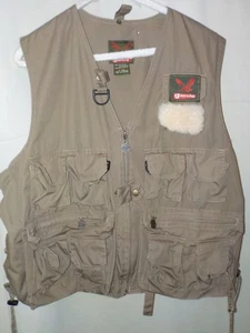 Vintage 1980's Garcia Fishing Hunting 17 Pockets Vest Adjustable OSFA Taupe - Picture 1 of 11