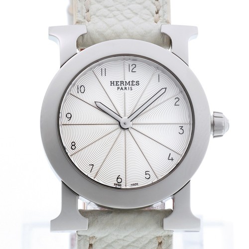 HERMÈS OROLOGIO HERMES HR1.210 H ROTONDO QUARZO BIANCO OROLOGIO DA POLSO QUADRANTE ROTONDO SWISS MADE