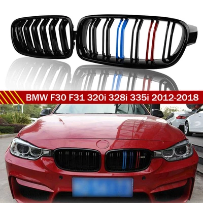 Gloss Black M-Color Kidney Grille Grill For BMW F30 F31 320i 328i 335i 2012-2018 Foto 1 de 4