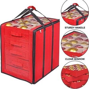 Christmas Ornament Storage Box Zipper Container Bin Desktop Drawer Organizer - Picture 1 of 7