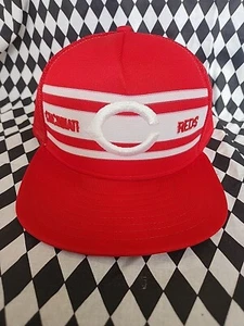 Vintage Super Stripe 80s Cincinnati Reds MLB Snapback Hat Mesh Snap Back Bins - Bild 1 von 7