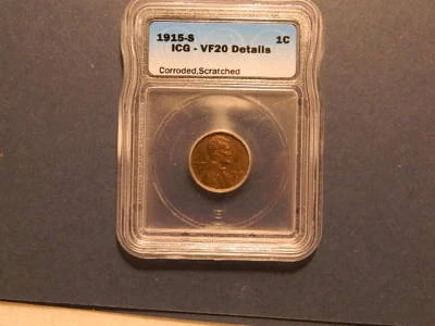 1915 S Lincoln Cent graded VF 20  by ICG  - Image 1 of 4