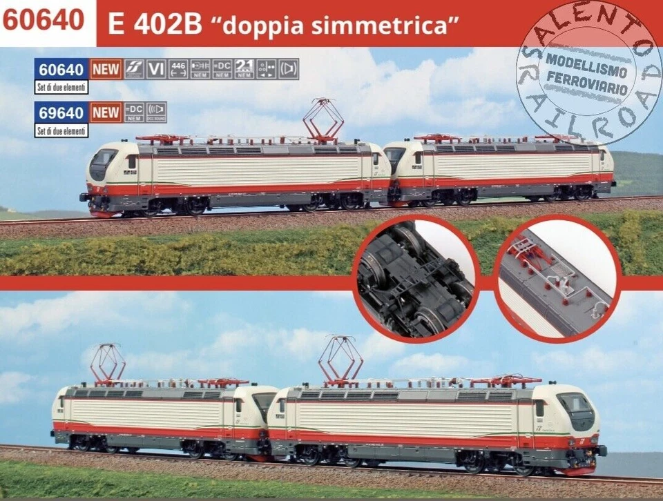 Acme 60640 FS Set Due Locomotive Elettriche E.402B 158 Motorizzata e E.402B 144 Dummy - Livrea ex-Frecciabianca
