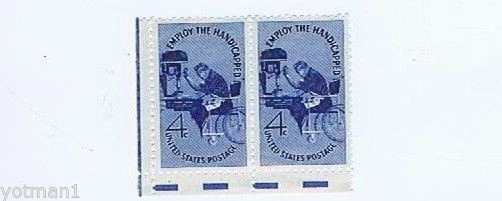 Employ The Handicapped 4 cent 2 stamp block, 1960 - Image 1 of 1