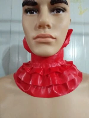 LATEX COOL 100% Latex Rubber Gummi Rot Nackenstütze Tight Halsumfang 0.4mm Halloween S-XXL
