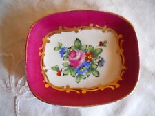 Gout De Ville Limoges Porcelain Burgundy Pin Dish Decorated With Roses 1970s