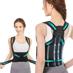 Back Brace Posture Corrector Women Men Shoulder Straightener Adjustable Support - Picture 1 of 8