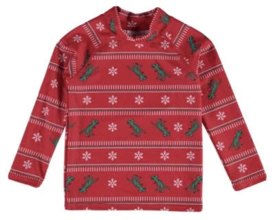 Christmas Rash Shirt Sz 0 Ugly Sweater Design Swim Vest RED UPF 50+ - image 1 of 4