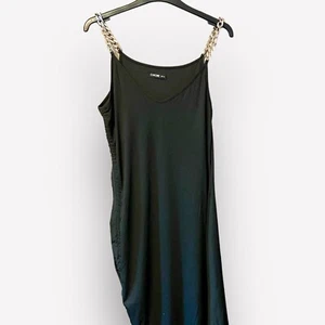 size XL chicme black sleeveless asymmetrical ruched sleeveless chain midi dress - Picture 1 of 8