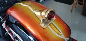 Brass CROCKER style TAIL LIGHT custom Harley Bobber Motorcycle GLASS LENS - Picture 1 of 10