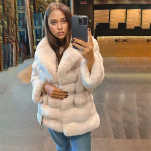 Abrigo Chinchilla de Invierno Mujeres Real Rex Piel de Conejo Cálido Chaqueta Lujo Nuevo Abrigo - Imagen 1 de 3