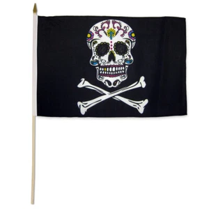 1 Dutzend Piraten Sugar Skull Flaggen 12x18 Zoll Stockflagge Pirat Jolly Roger Flagge - Bild 1 von 1