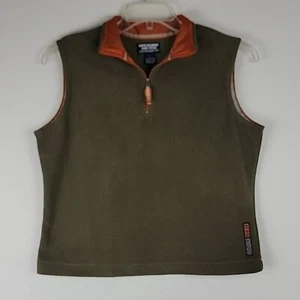 Abercrombie Olive Green Thin Fleece Vest w/ Orange Trim Youth L - Picture 1 of 10