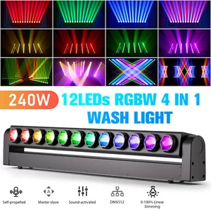 12x20W LED Stage Moving Head Beam Bar Light RGBW DMX DJ Disco PartyClub Lighting - Picture 1 of 17