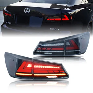 LED Black Tail Lights For Lexus IS250 IS350 ISF 2006-2013 Sequential Rear Lamps - Picture 1 of 6