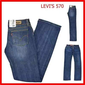 Jeans levis 570 donna elasticizzati vita bassa pantaloni levi's w25 w26 w27 w28 - Picture 1 of 13