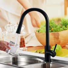 Miscelatore rubinetto lavello cucina estraibile nero con doccetta canna alta 360