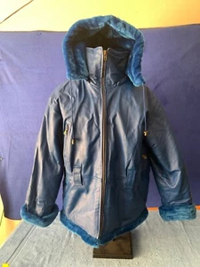Wilda Genuine Blue Leather Heavy Winter Jacket Women's 3XL NO BELT - Picture 1 of 18