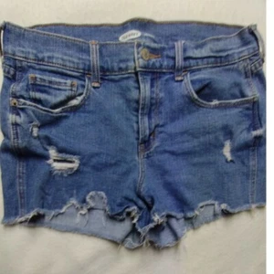 Old Navy Boyfriend Jeansshorts Used Risse ausgefranster Saum blau Größe 6 - Bild 1 von 8