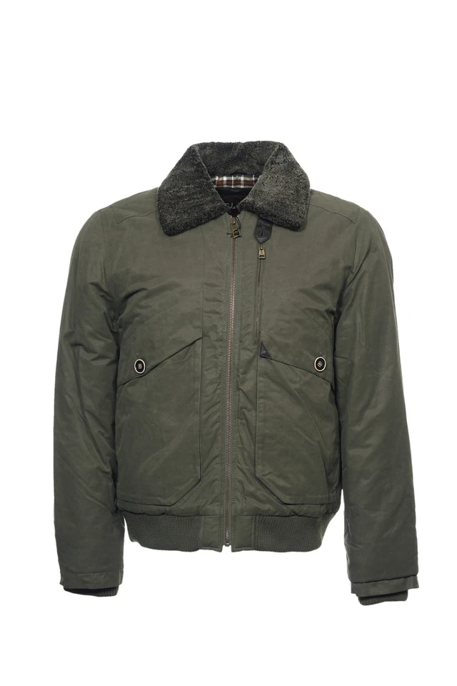 Chaqueta de bombardero de piel de oveja aislada térmica Cole Haan para hombre (XLarge, verde militar) Foto 1 de 4