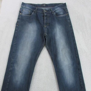 Rusty Jeans Mens W32 L32 Blue Slim Straight Denim Button Fly - Picture 1 of 10